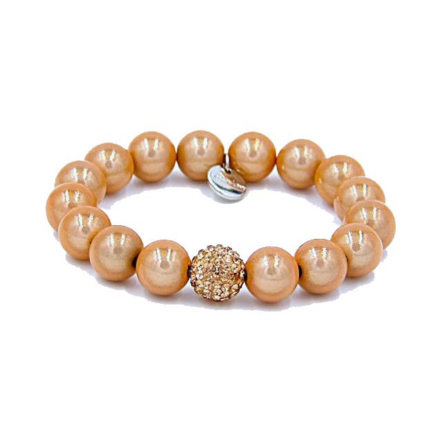 Perlenarmband Pfirsich mit Glitzerperle