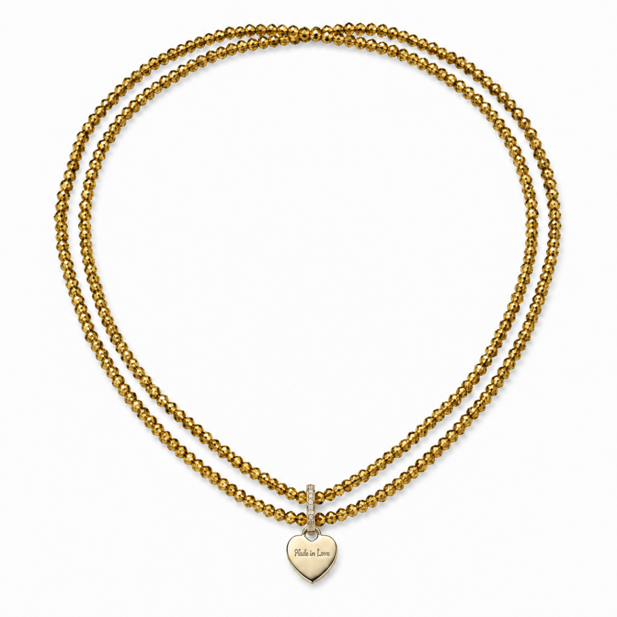 Elastische Perlenkette Gold mit Herzanhänger – 110 cm | Limited Edition