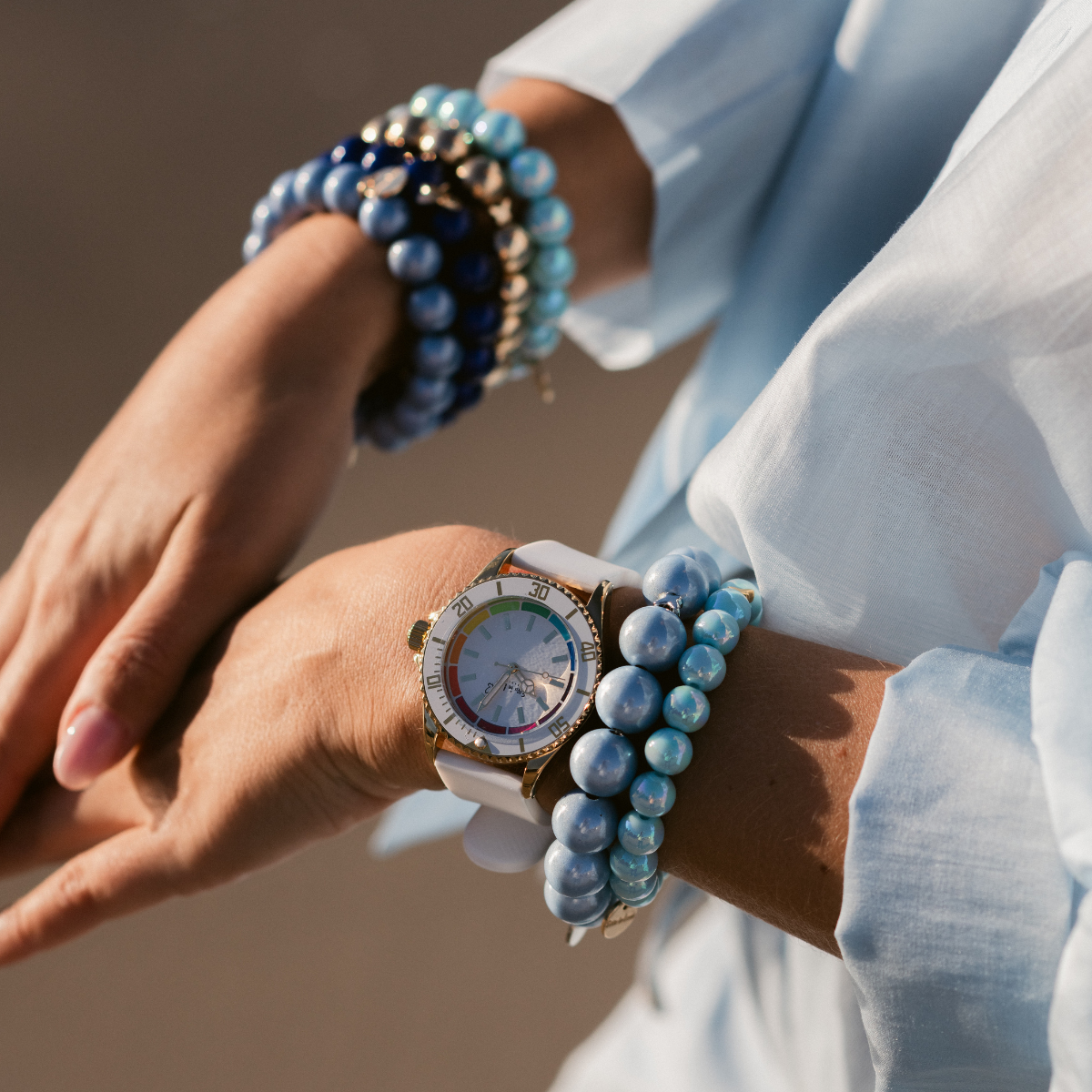 Perlenarmband Paket Blau Rosa 4 teilig | Holiday Season
