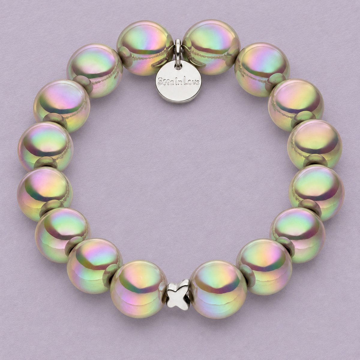 Perlenarmband Hellgrau mit 3D Intensiv Glow Effekt