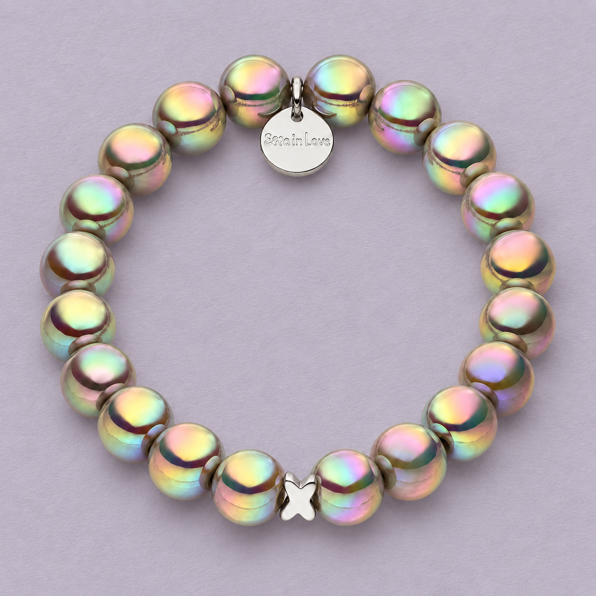 Perlenarmband Hellgrau mit 3D Intensiv Glow Effekt