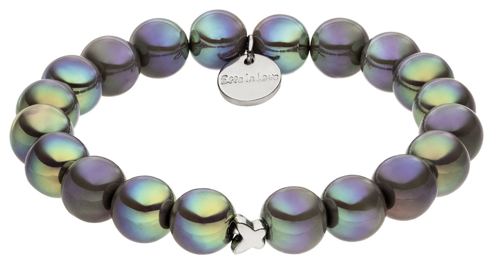 Perlenarmband dunkelgrau mit Schimmer