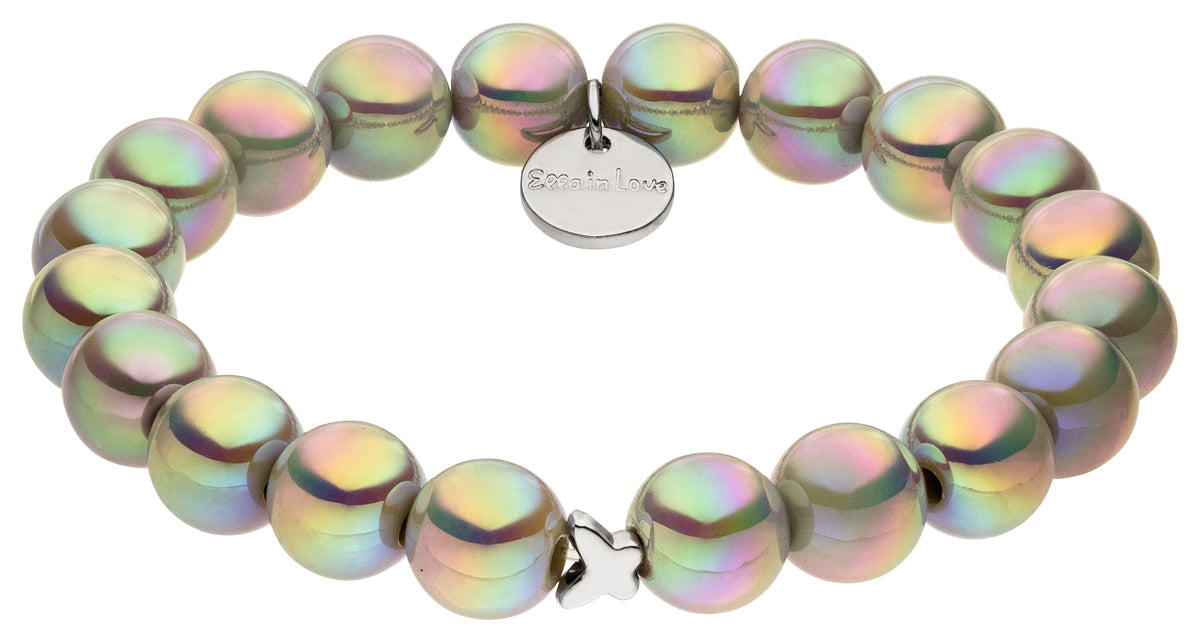 Perlenarmband hellgrau mit Schimmer