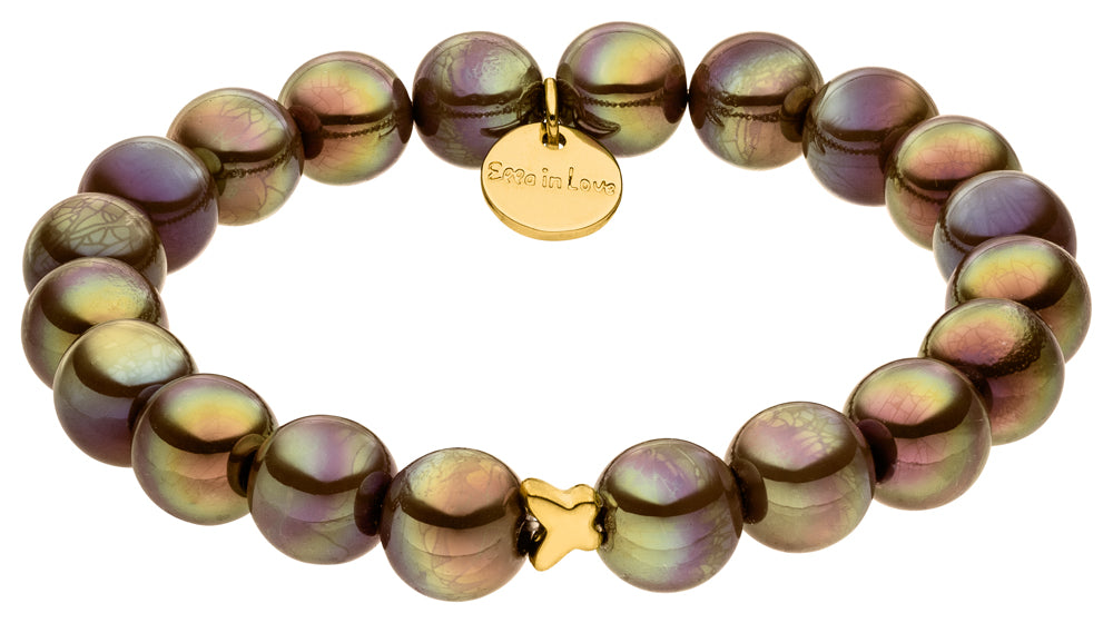 Perlenarmband mocca mit Schimmer