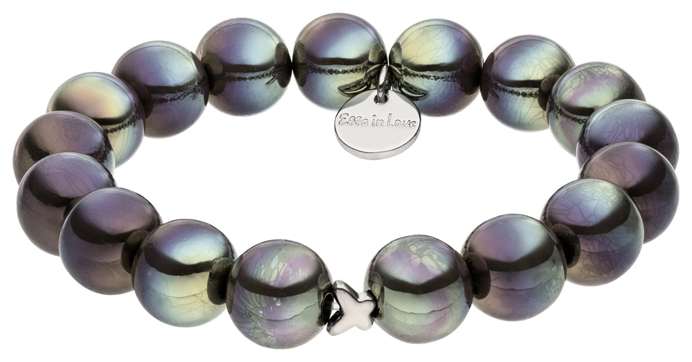 Perlenarmband dunkelgrau mit Schimmer