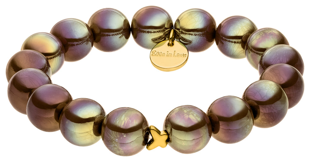 Perlenarmband mocca mit Schimmer