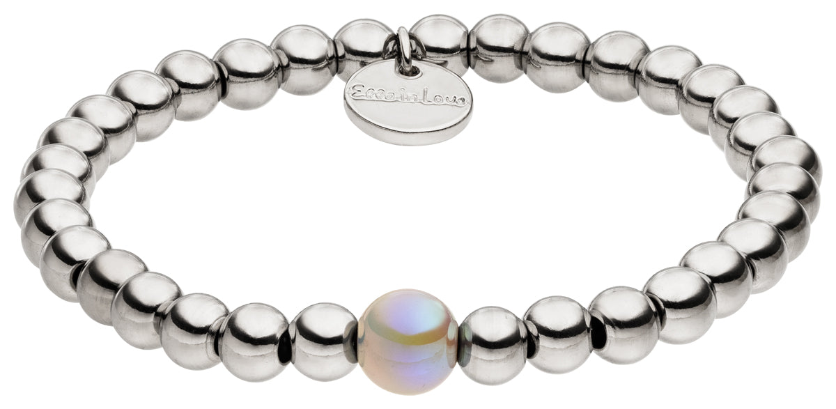 Perlenarmband Silber Deluxe mit silver glow perle