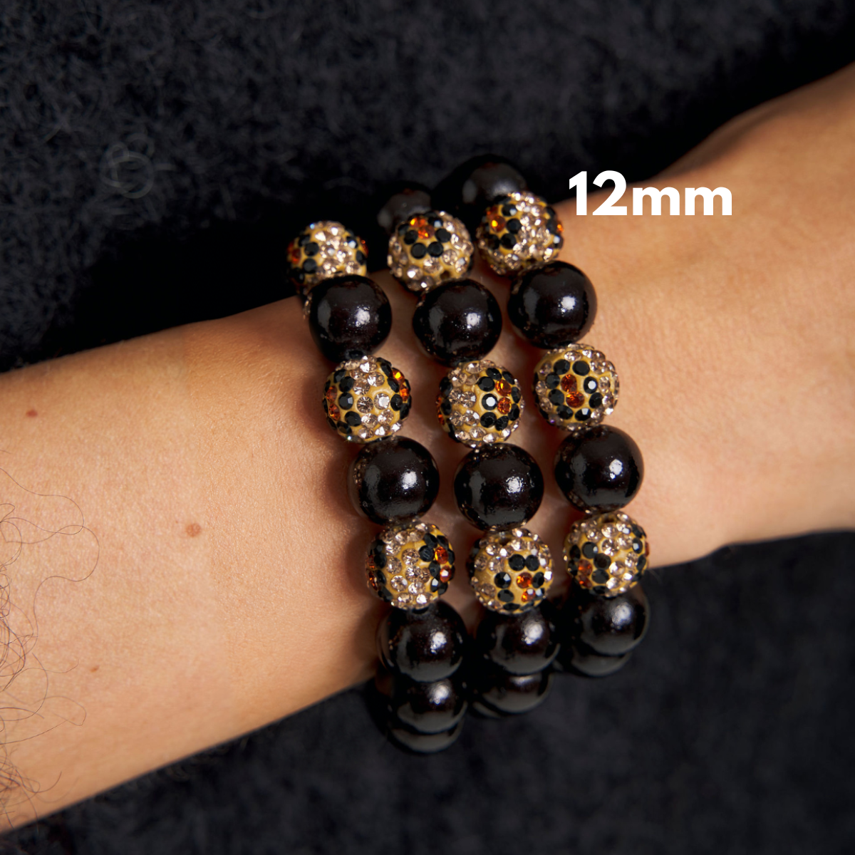 Armband Set Leopard Noir Trio  – 12 mm