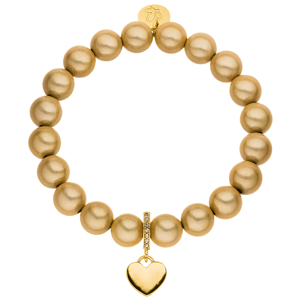 Perlenarmband mit Herz Banana Champagner 10mm