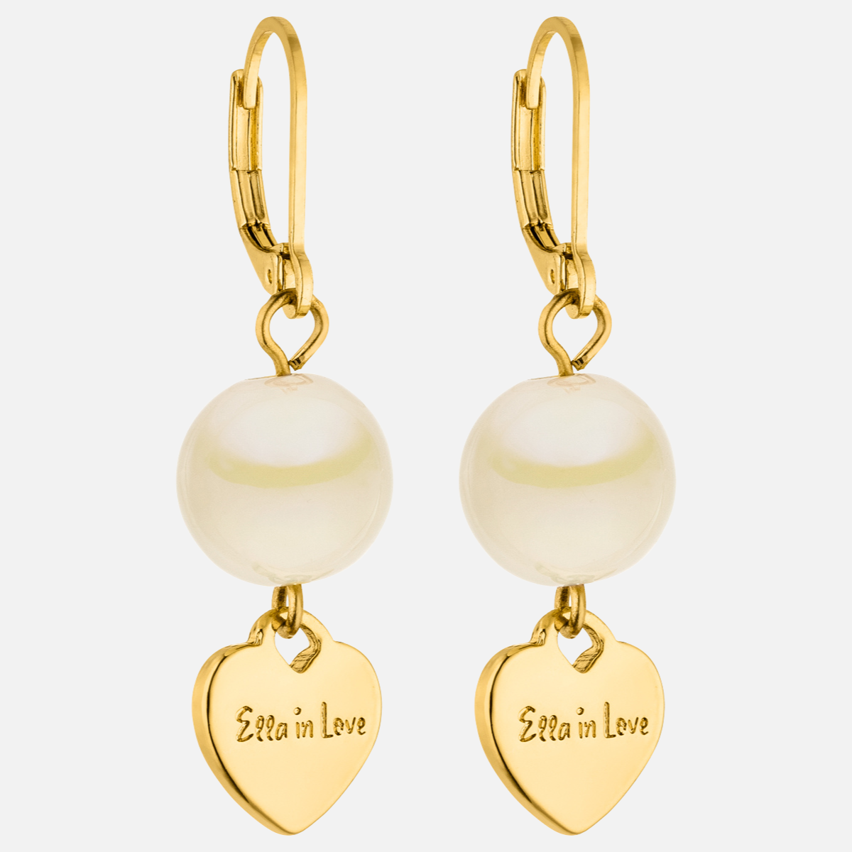 Goldene Ohrringe mit Herzanhänger – Champagner Intensiv Glow