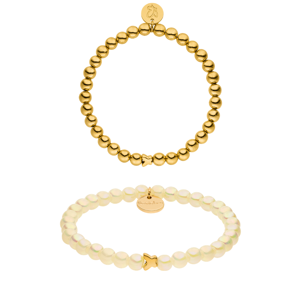 Champagner 14K vergoldetes Perlenarmband Set – Intensiv Glow Fine