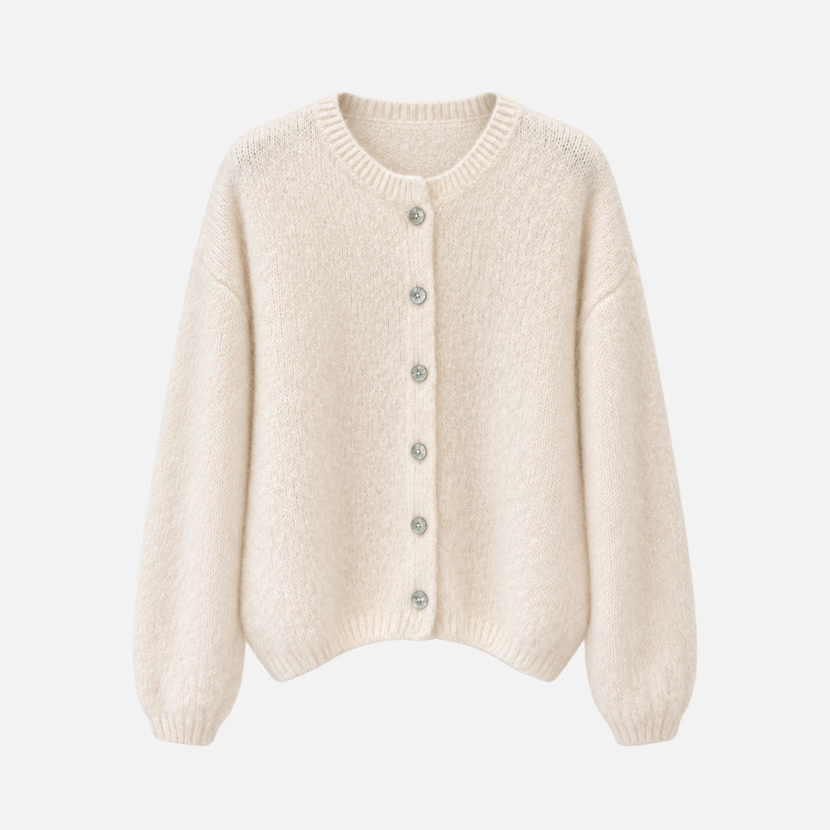 Damen-Strickjacke Creme aus Mohair-Wollmix – One Size