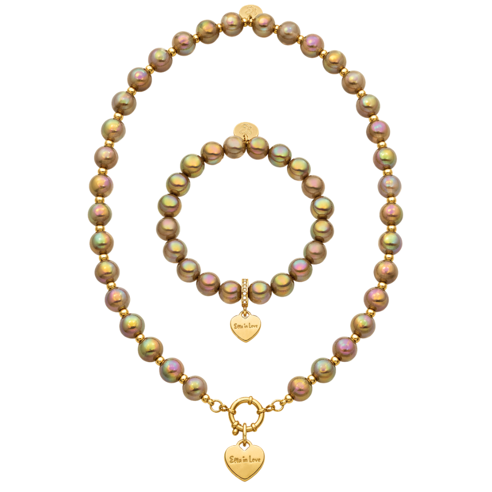 Toffee Muttertags Schmuckset mit Halskette & Perlenarmband – Intensiv Glow Classic