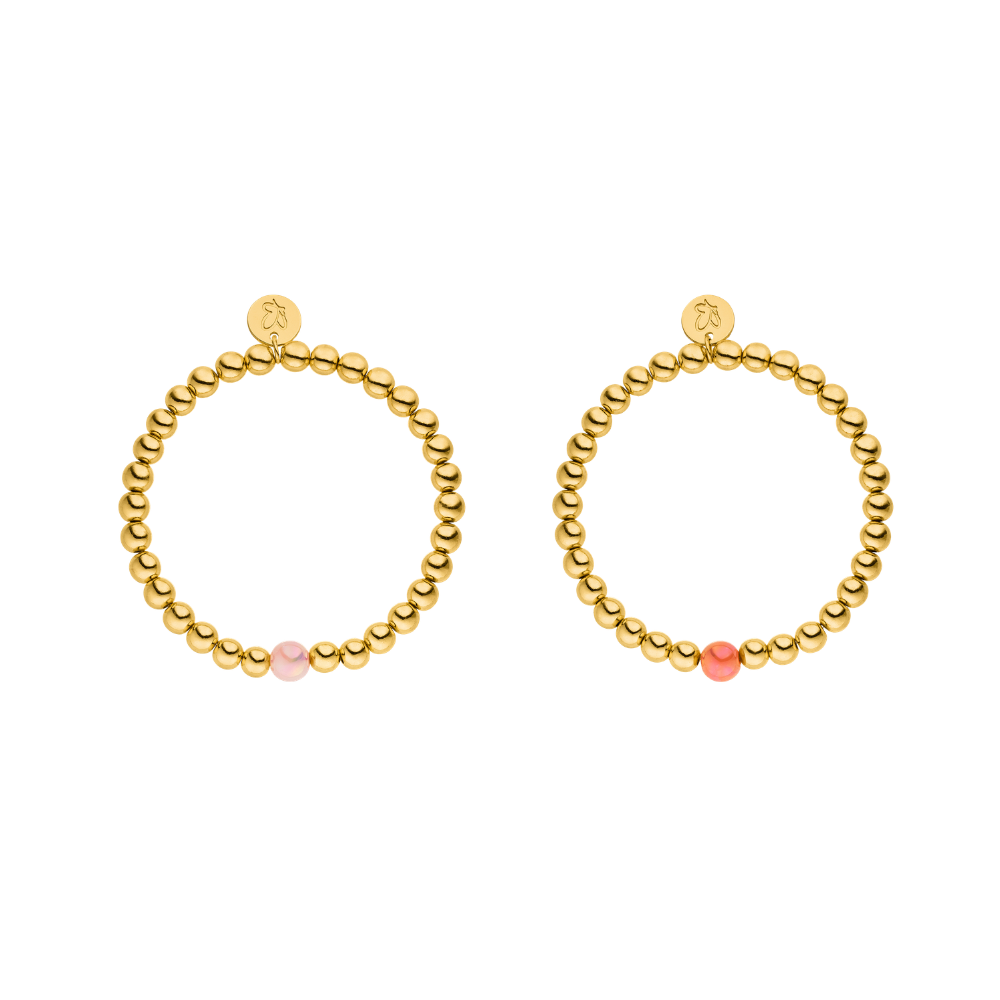 Rosa Koralle 14K vergoldetes Perlenarmband Set – Fine