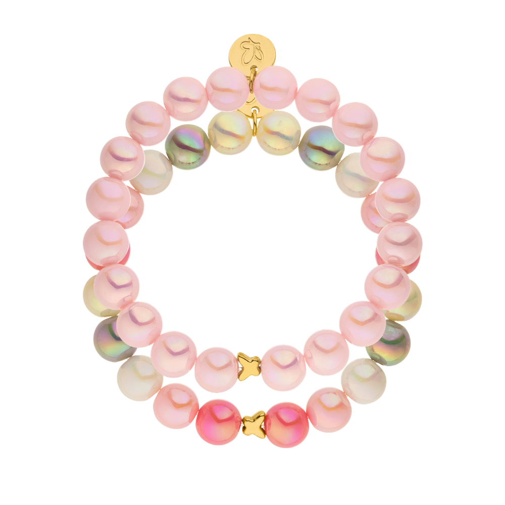 Rosa Multicolor Perlenarmband Set – Intensiv Glow Classic