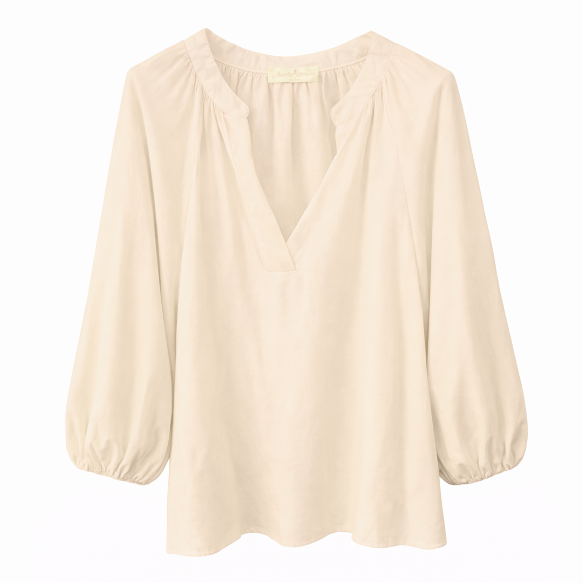 Damenbluse in Onesize Beige – Baumwolle & Seide