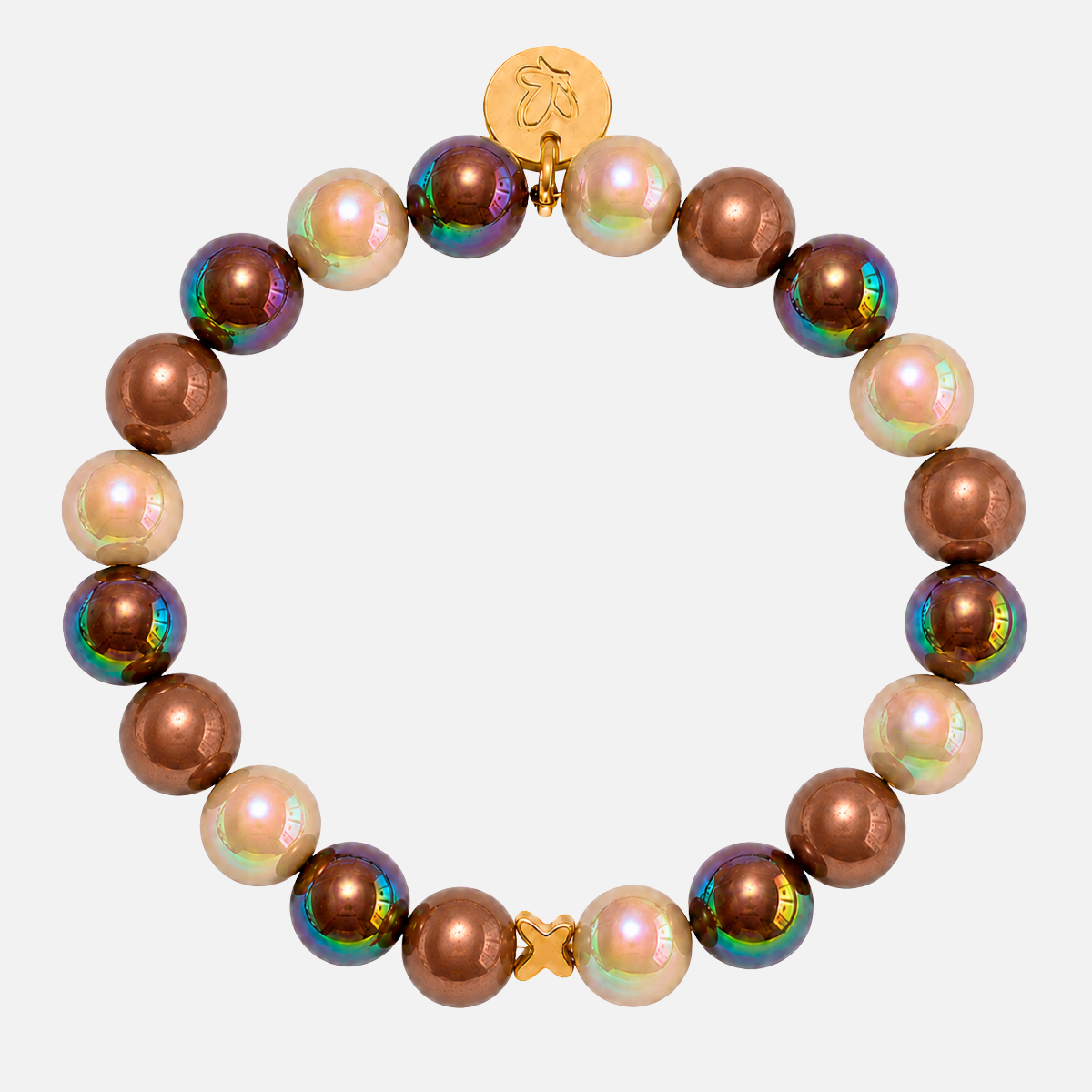 Perlenarmband Multi Braun mit Schmetterling – 3D Intensiv & Matt Glow 10mm