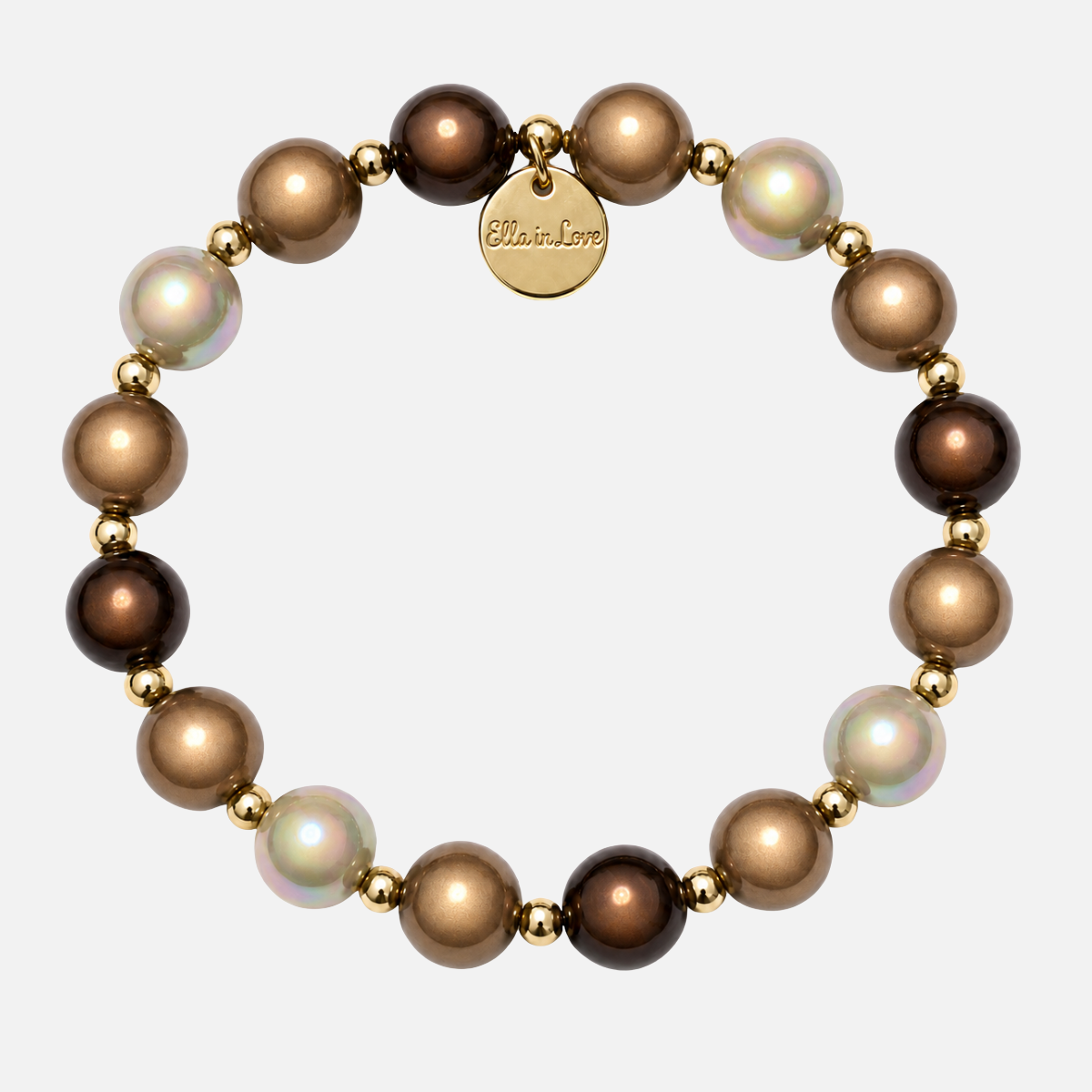 Perlenarmband Deluxe Multi Braun mit Zwischenperlen – Perlenmix 10mm