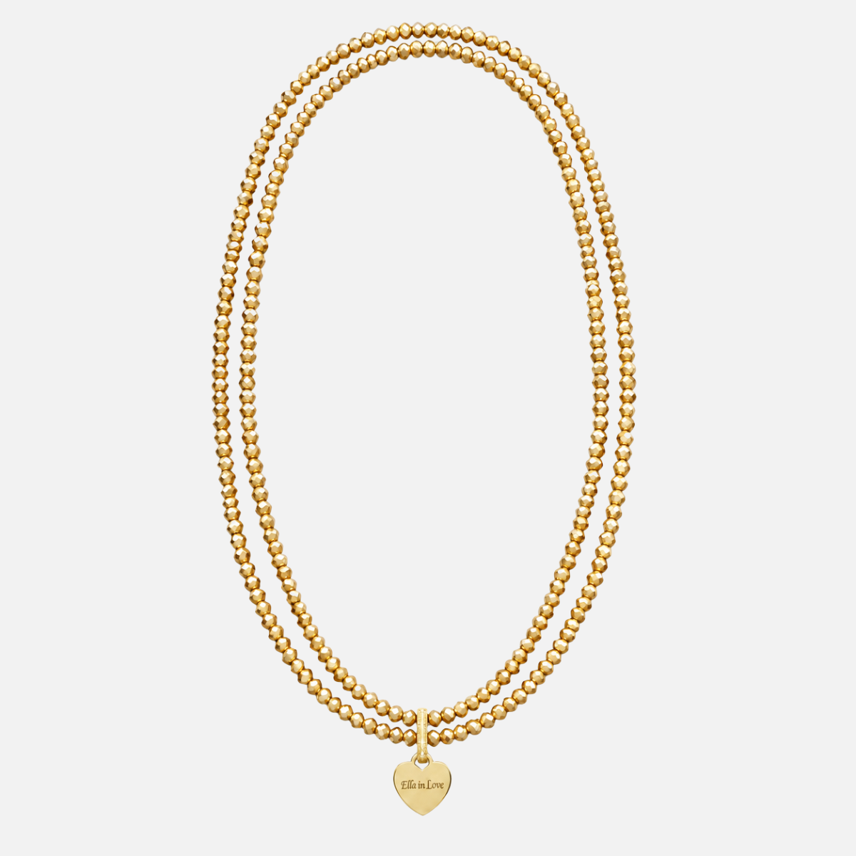 Perlenhalskette Gold mit Herz-Charm – wasserfest, 110 cm