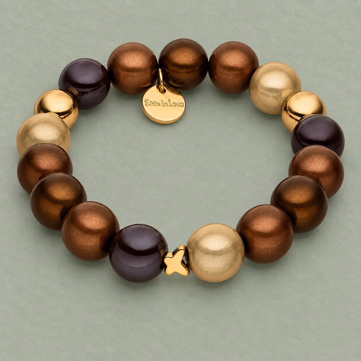 Perlenarmband Multi Braun mit 3D Matt Glow Effekt
