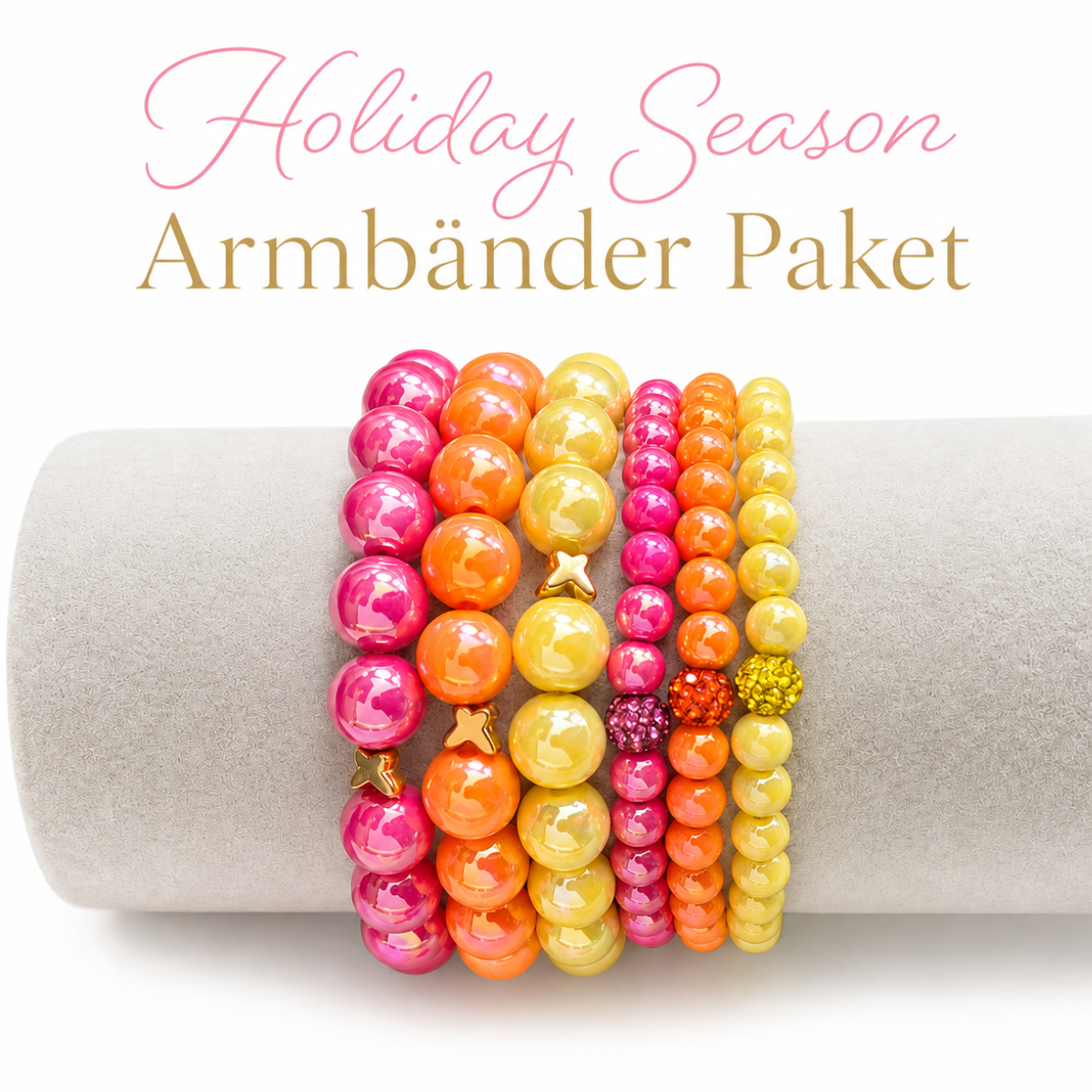 Perlenarmband Paket Pink Orange Gelb 6 teilig | Holiday Season