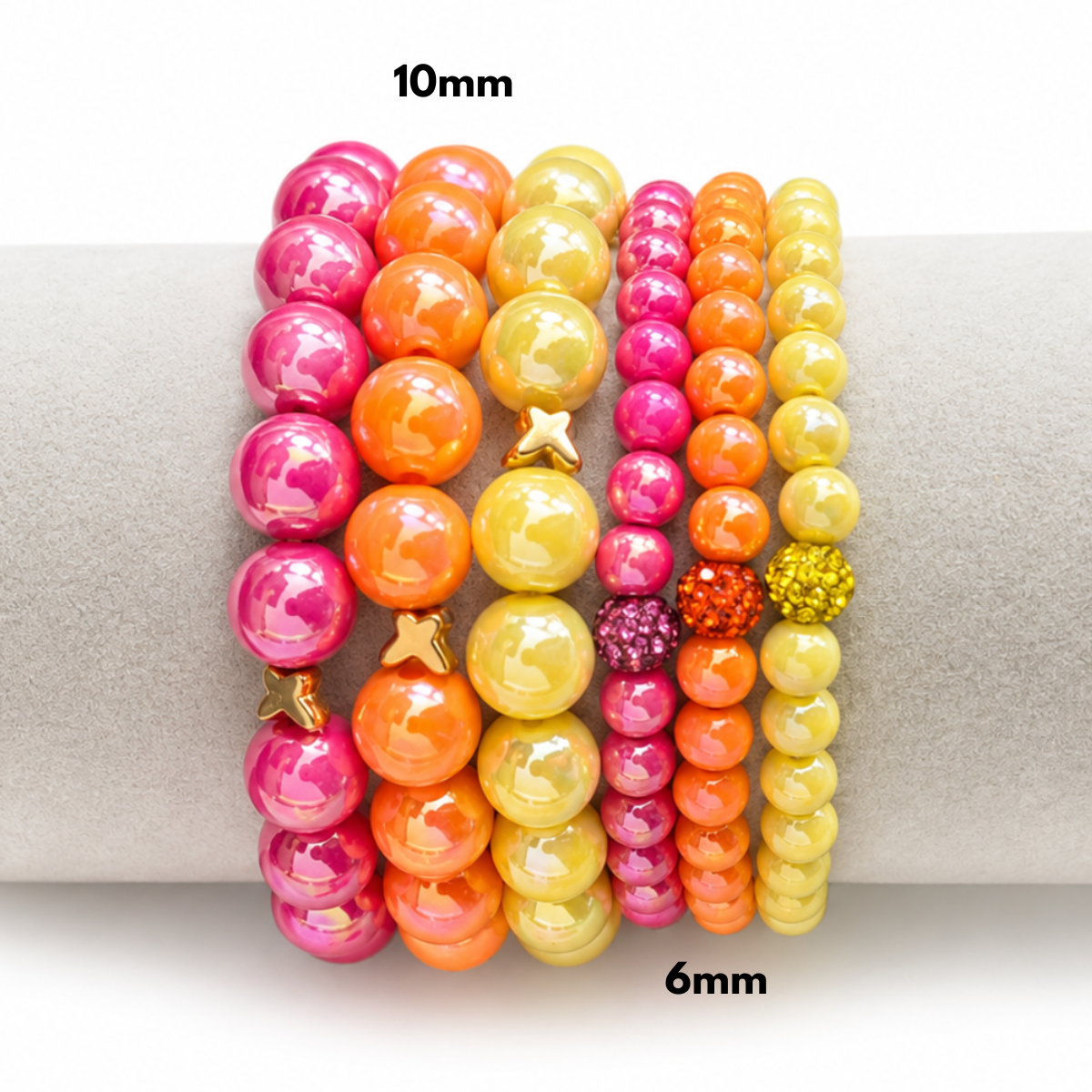 Perlenarmband Paket Pink Orange Gelb 6 teilig | Holiday Season