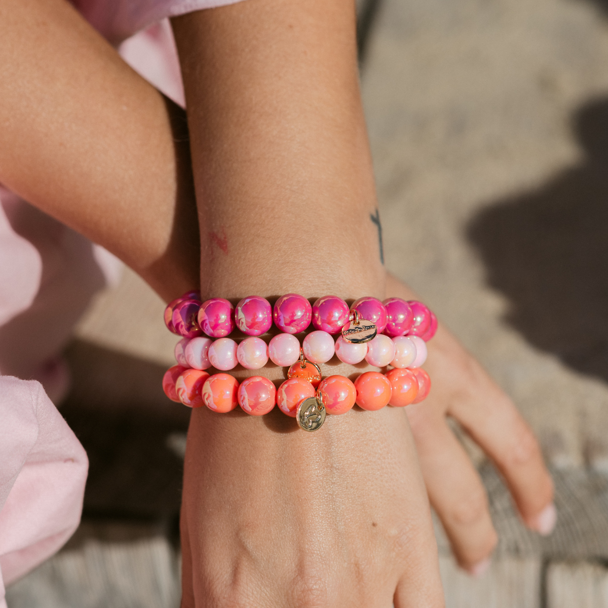 Perlenarmband Paket Pink Orange Gelb 6 teilig | Holiday Season