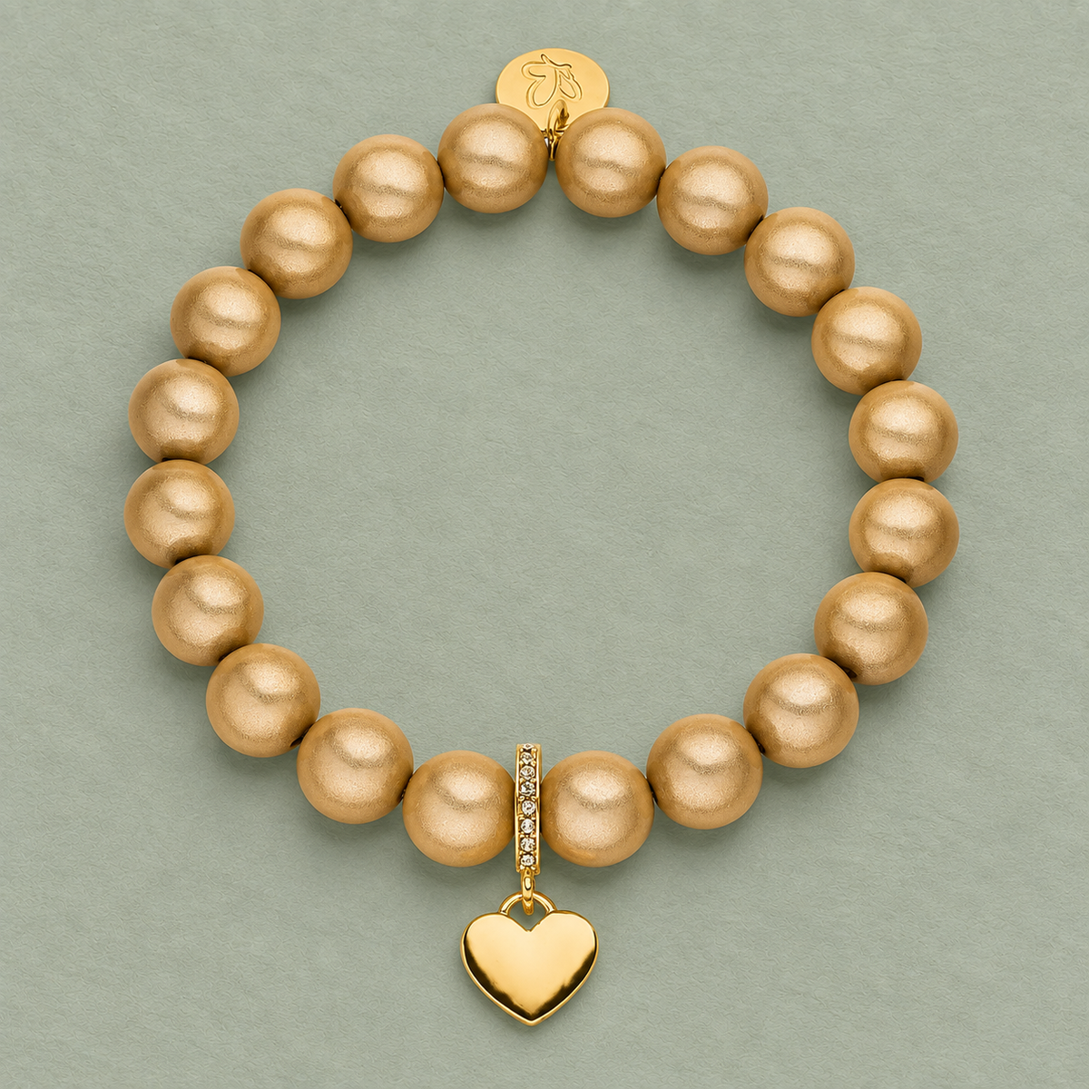 Perlenarmband mit Herzanhänger Classic Chamganer mit 3D Matt Glow Effekt 10mm