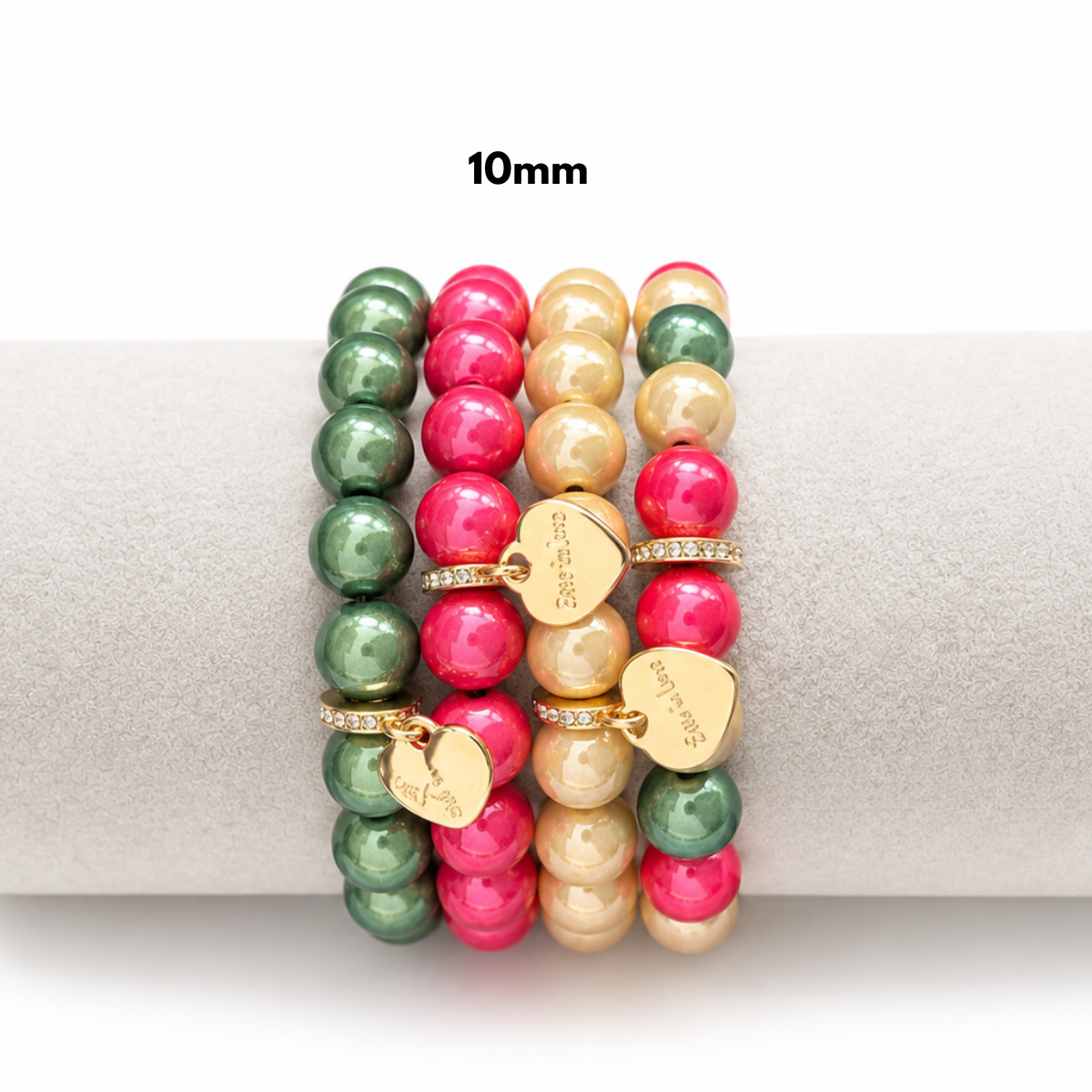 Perlenarmband Paket Pink Grün Champagner 4 teilig | Holiday Season