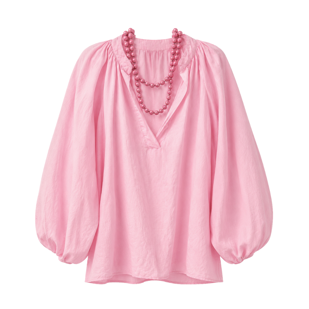 Damenbluse in Onesize Rosa – Baumwolle & Seide
