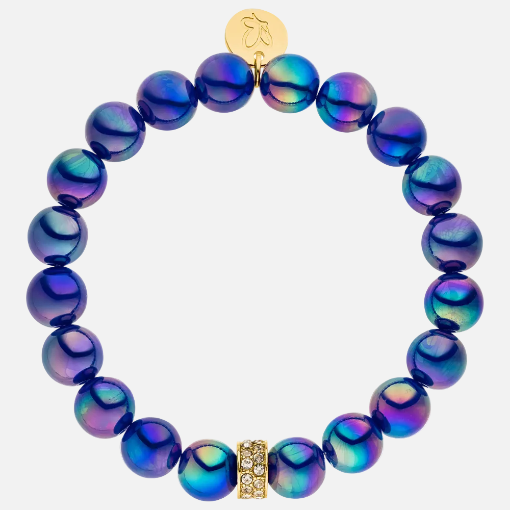 Perlenarmband mit Charm Classic Dunkelblau mit 3D Intensiv Glow Effekt