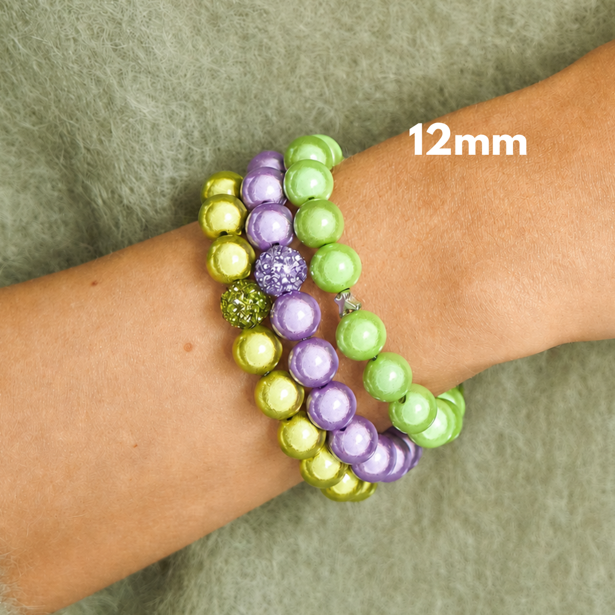 Armband Set Grün & Flieder Trio – 12 mm