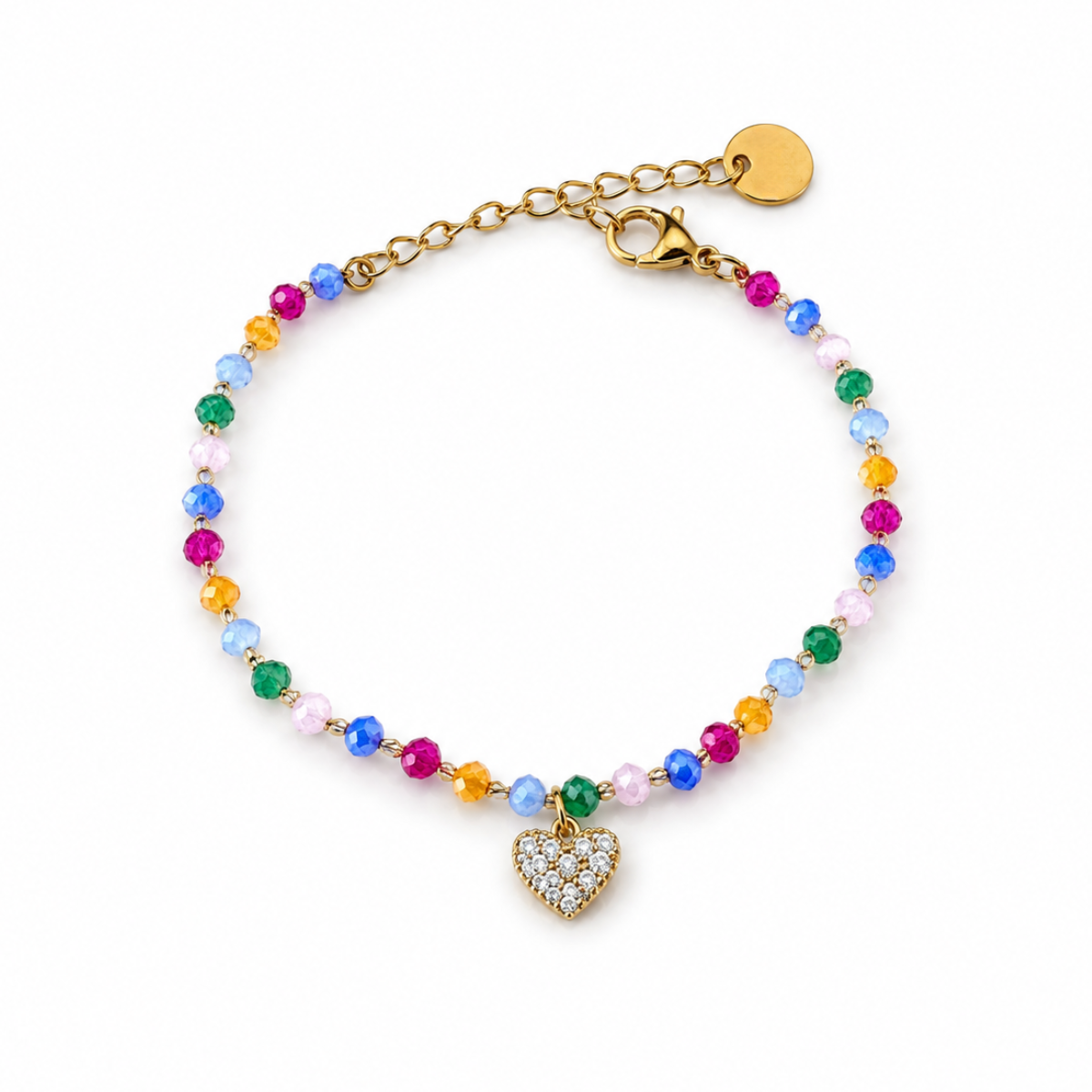 Perlenarmband Multicolor mit Herz | Wasserfest