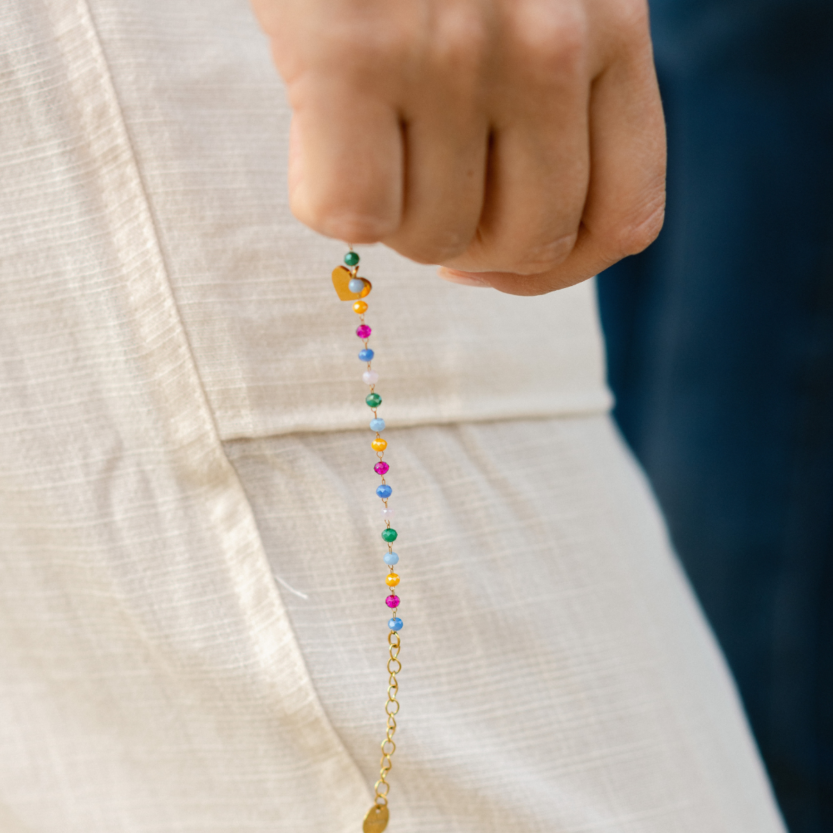 Perlenarmband Multicolor mit Herz | Wasserfest