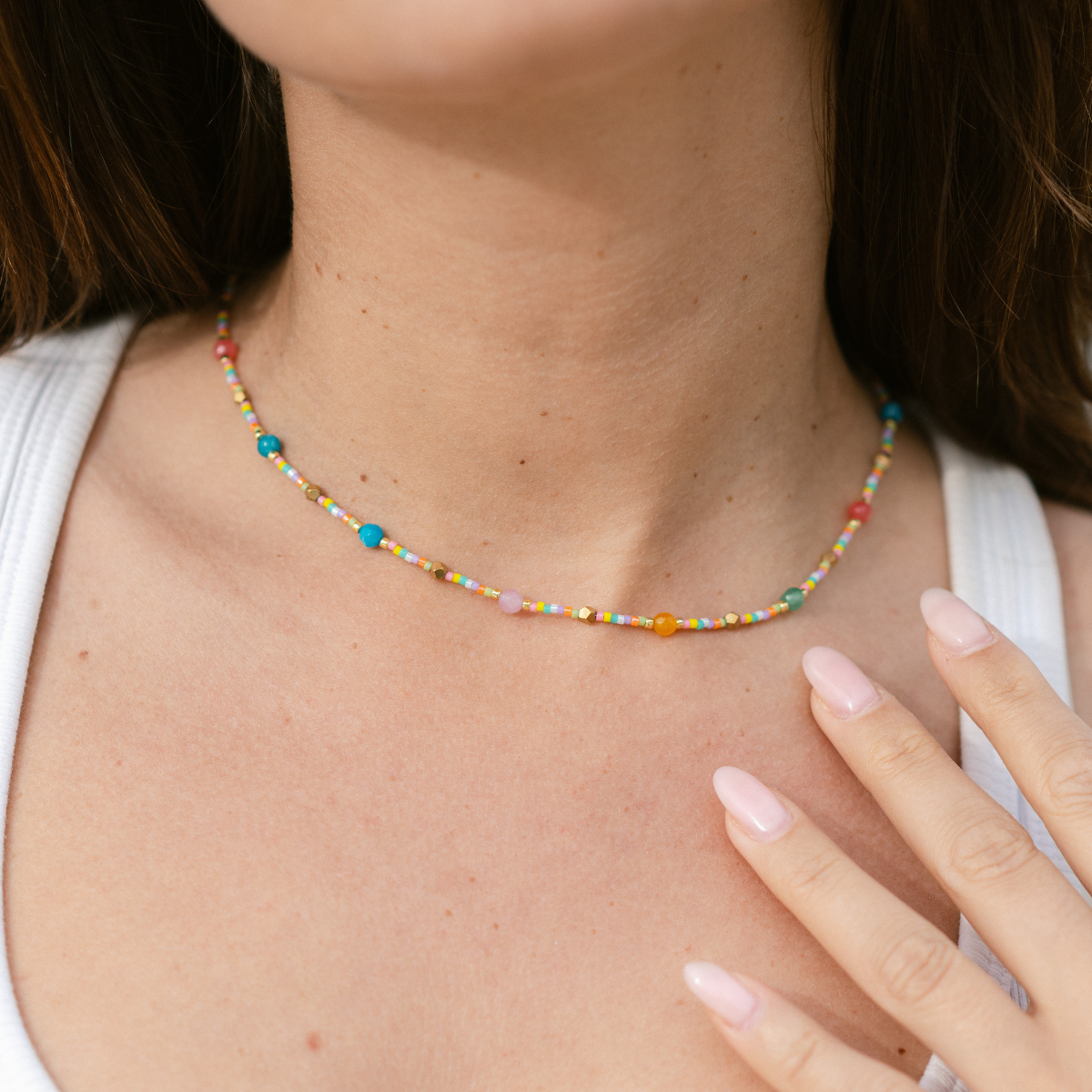 Perlenhalskette Dotted Bunt | Wasserfest
