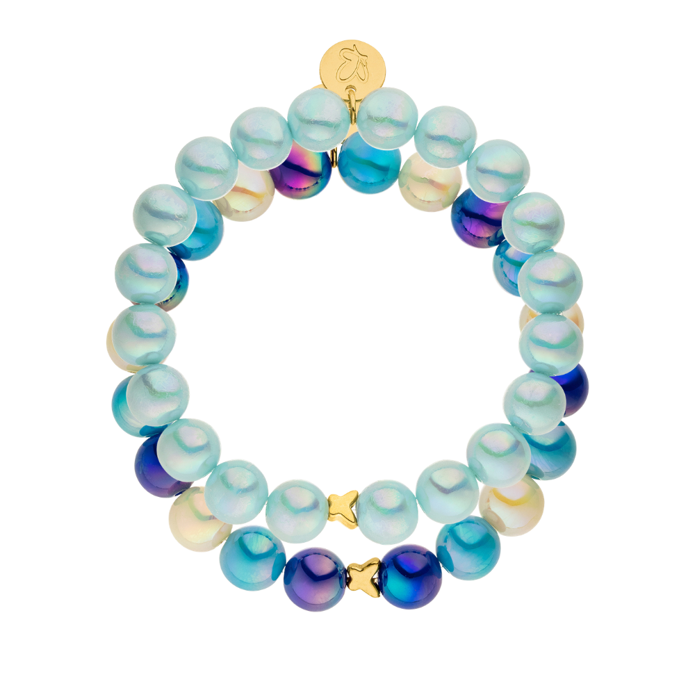 Azurblau Multicolor Perlenarmband Set – Intensiv Glow Classic