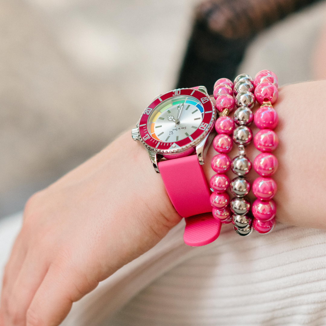 Damen Armbanduhr Pink Silber | Pink Cosmos