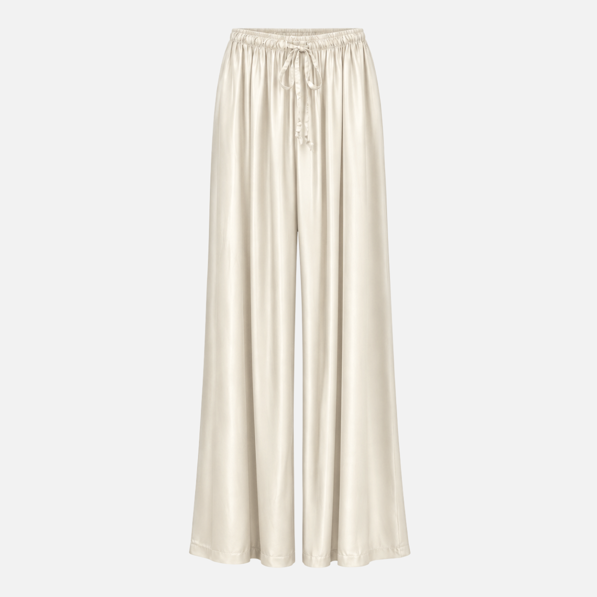 Damen-Seidenhose Creme – weit geschnitten, One Size