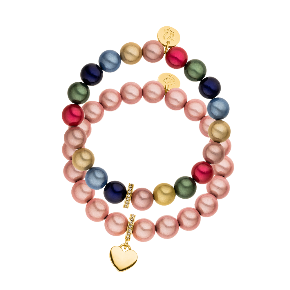 Rosa Multicolor Perlenarmband Set – Matt Glow Classic
