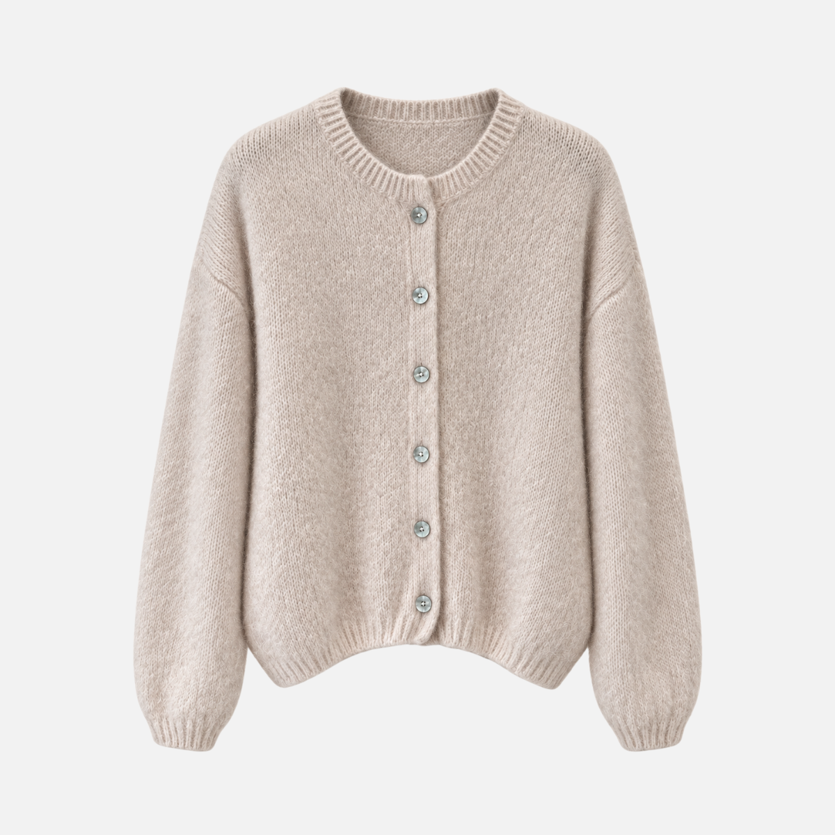 Damen-Strickjacke Beige aus Mohair-Wollmix – One Size