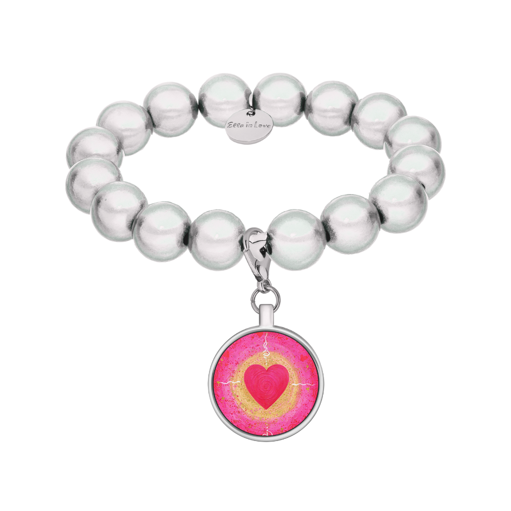 Herzglanz - Perlenarmband 14 mm mit Charm