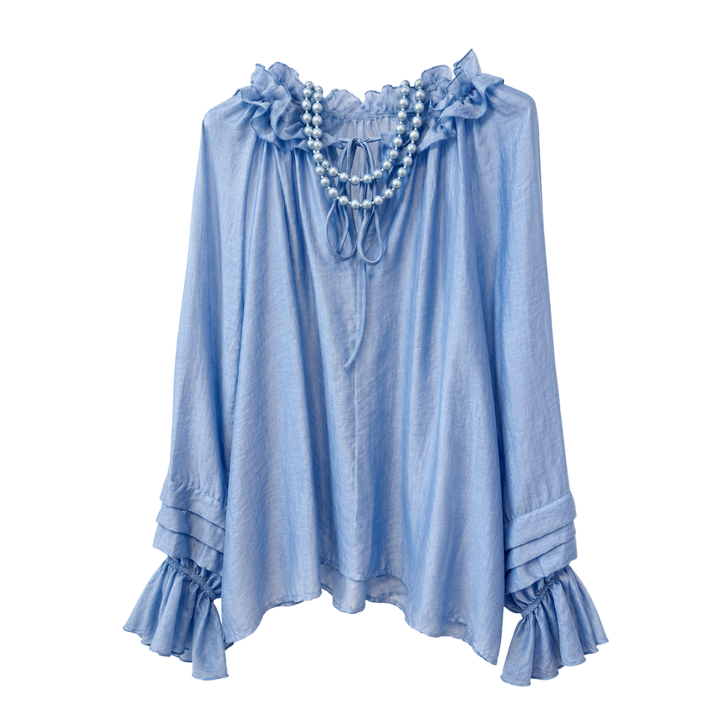 Damenbluse in Onesize Azurblau – elegante Sommerbluse