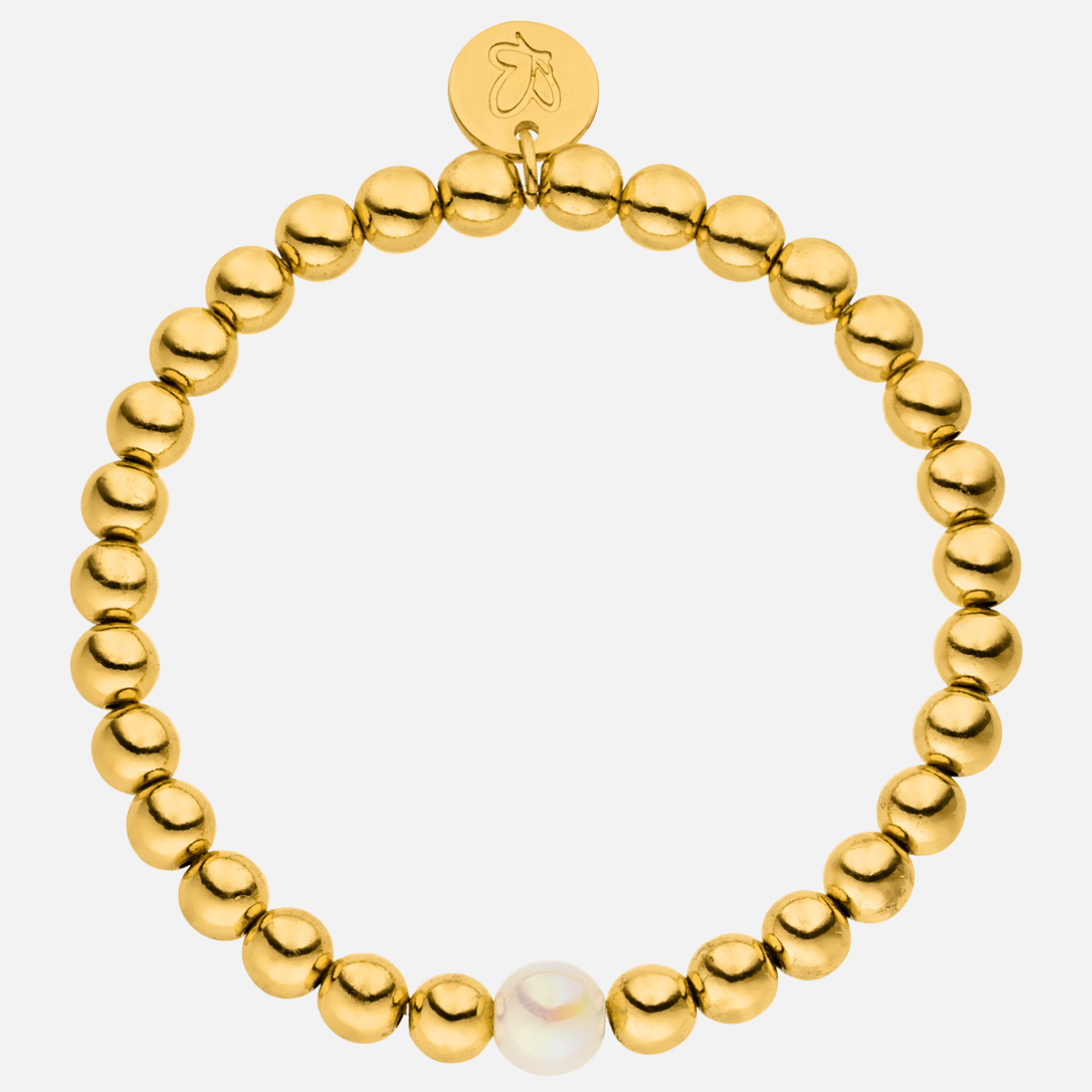 Perlenarmband 14K Vergoldet Fine Champagner mit 3D Intensiv Glow Effekt 6mm