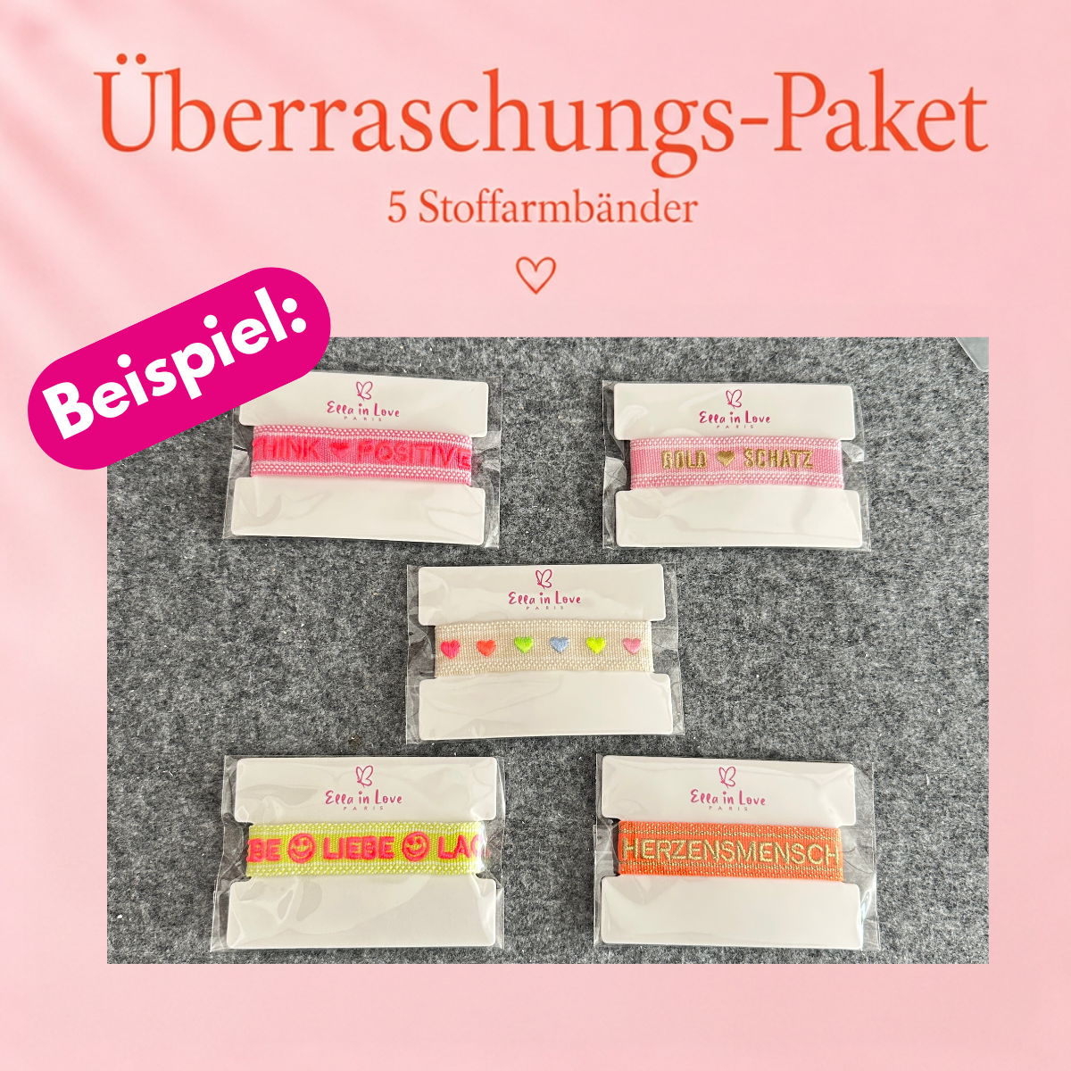 Überraschungs-Paket – 5 Stoffarmbänder