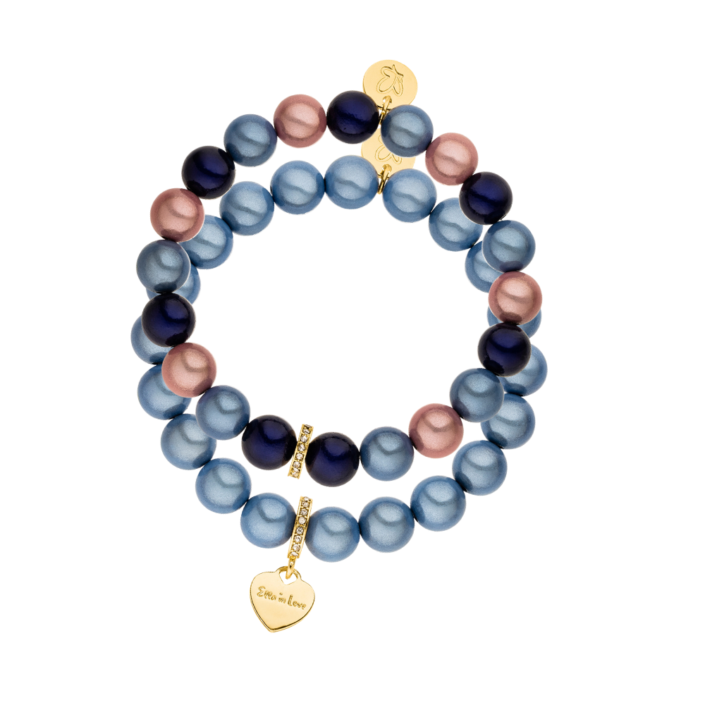 Hellblau Multicolor Perlenarmband Set – Matt Glow Classic