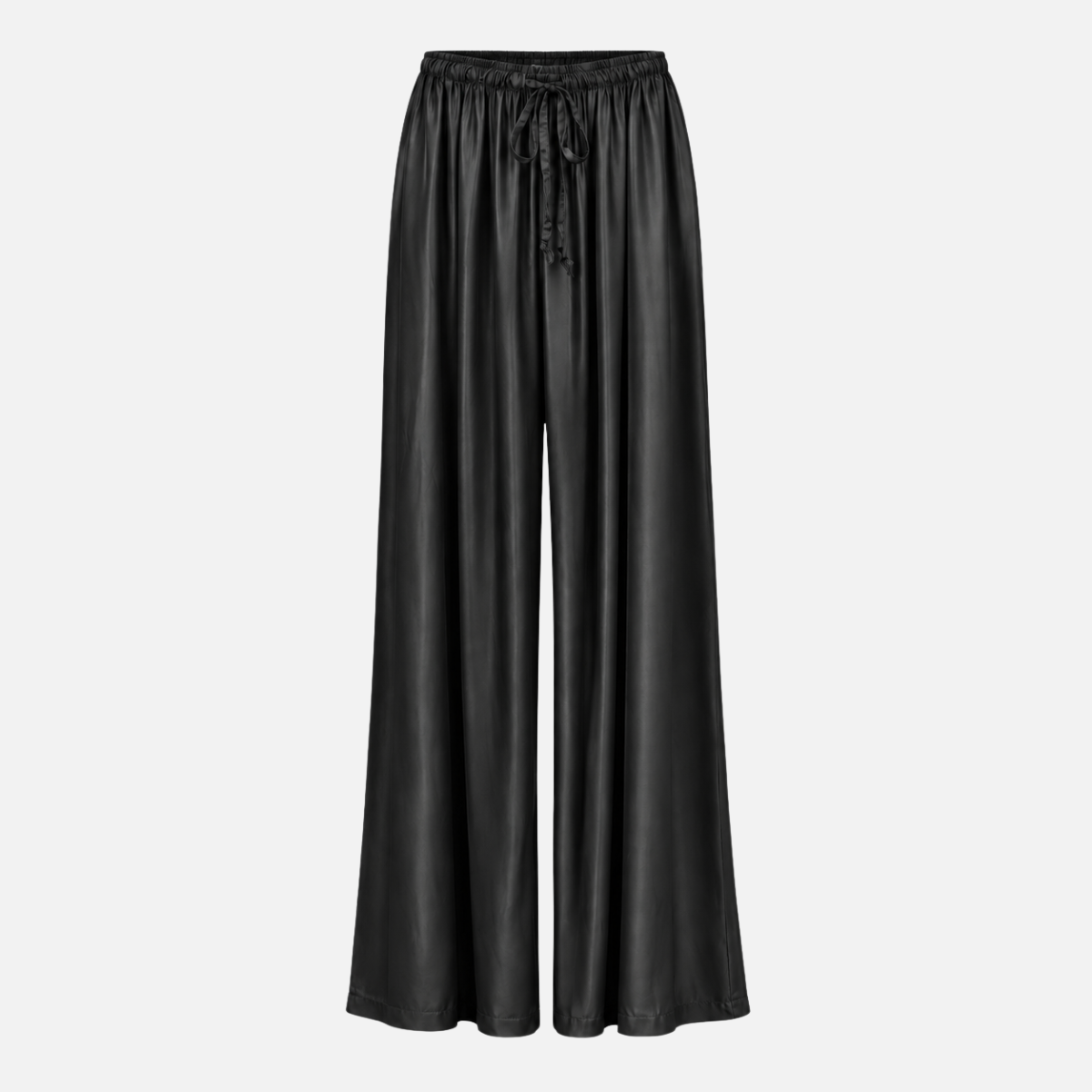 Damen-Seidenhose Schwarz – weit geschnitten, One Size