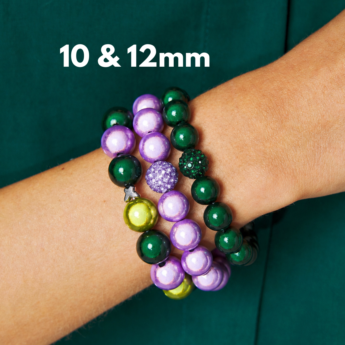 Armband Set Smaragd & Flieder Trio – 10 & 12 mm