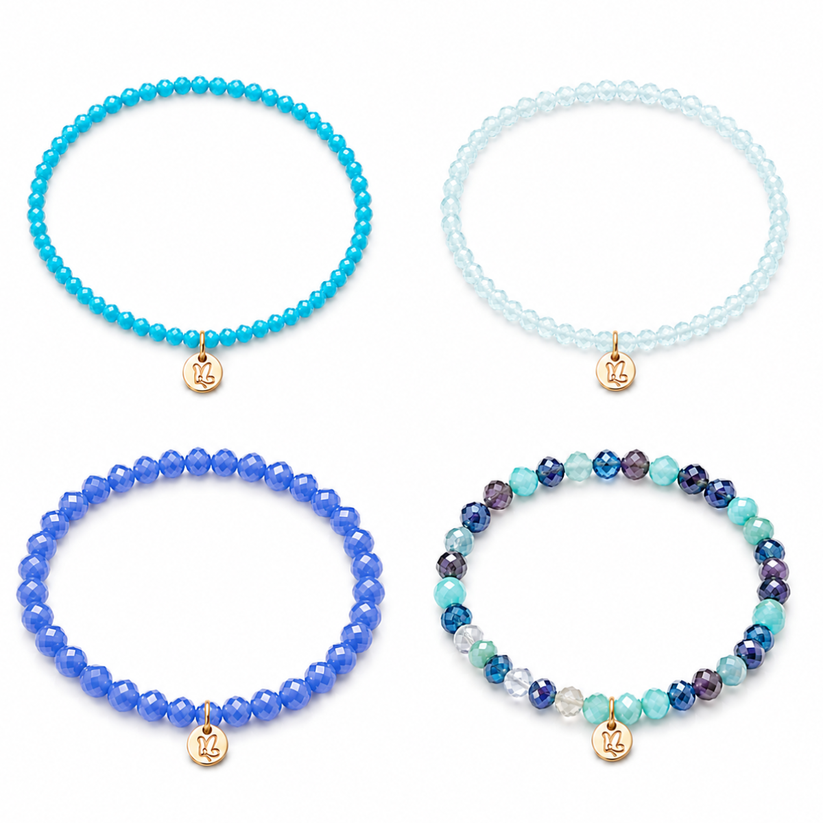 Perlenarmband Set Blau Mix | Wasserfest