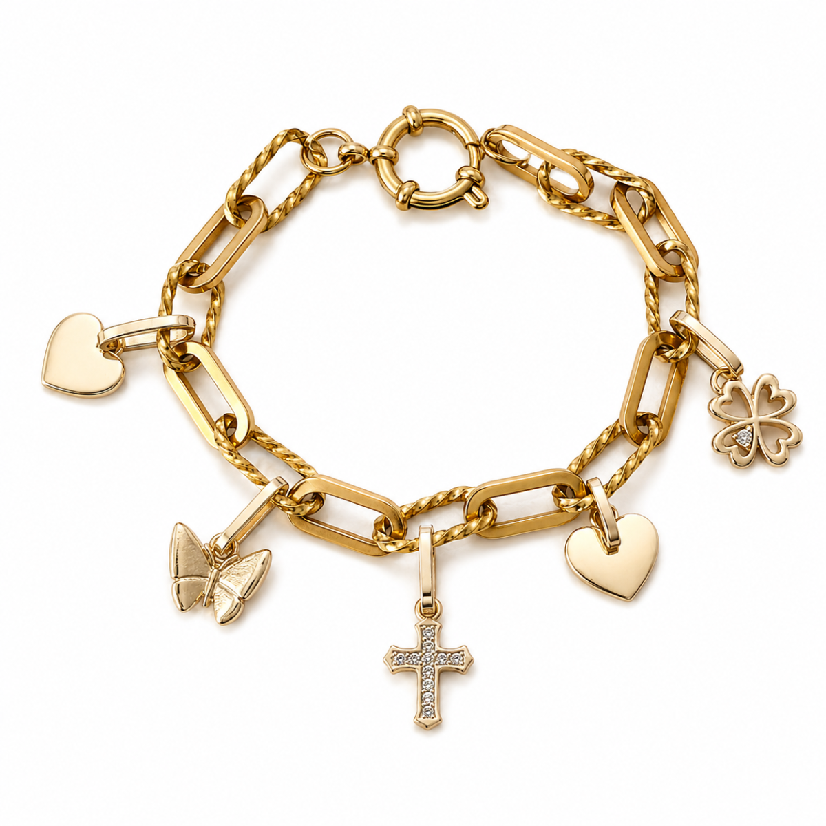 Edelstahl-Charm-Armband Deluxe Symbole Gold – 19,5 cm | Limited Edition