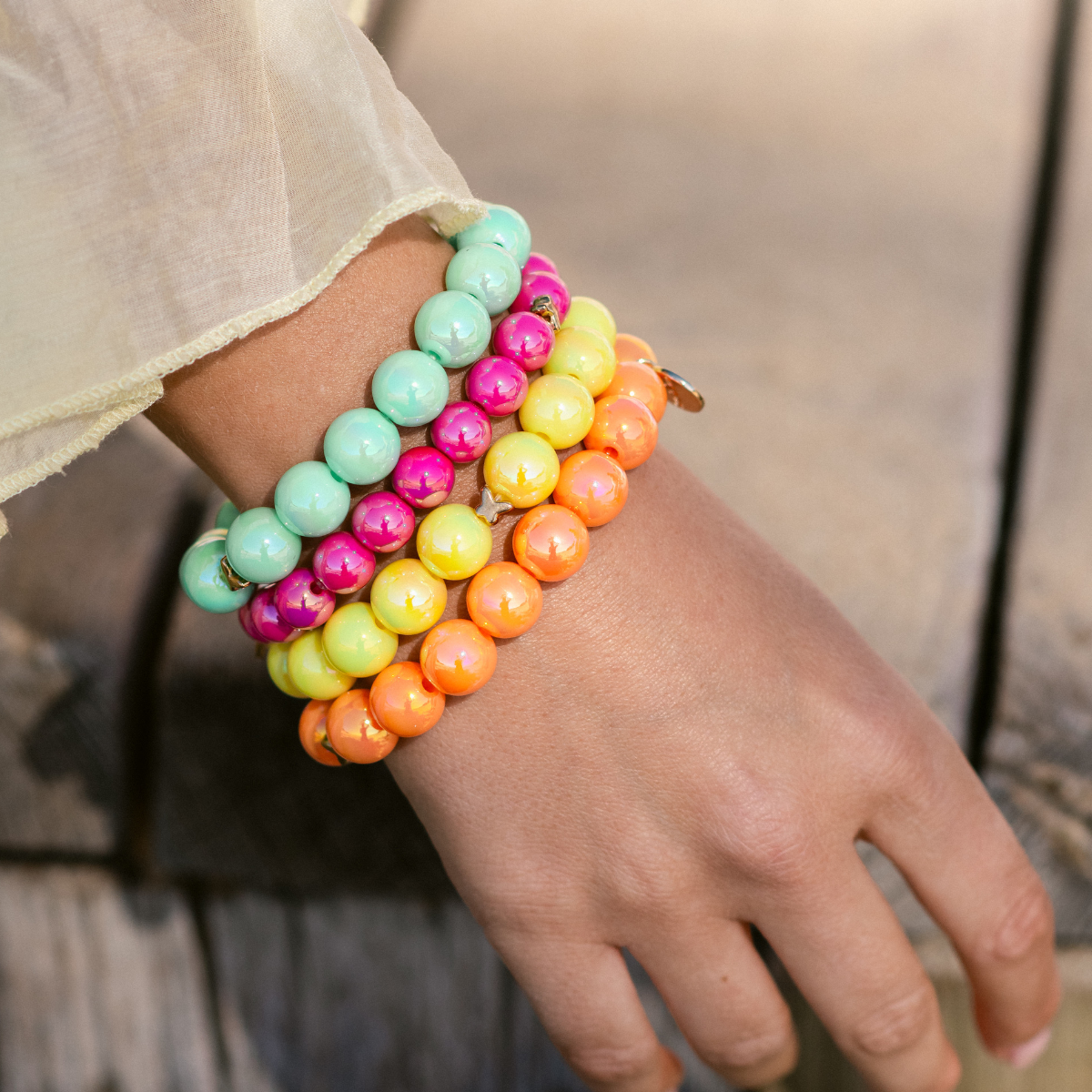 Perlenarmband Paket Blau Mint Weiß 6 teilig | Holiday Season